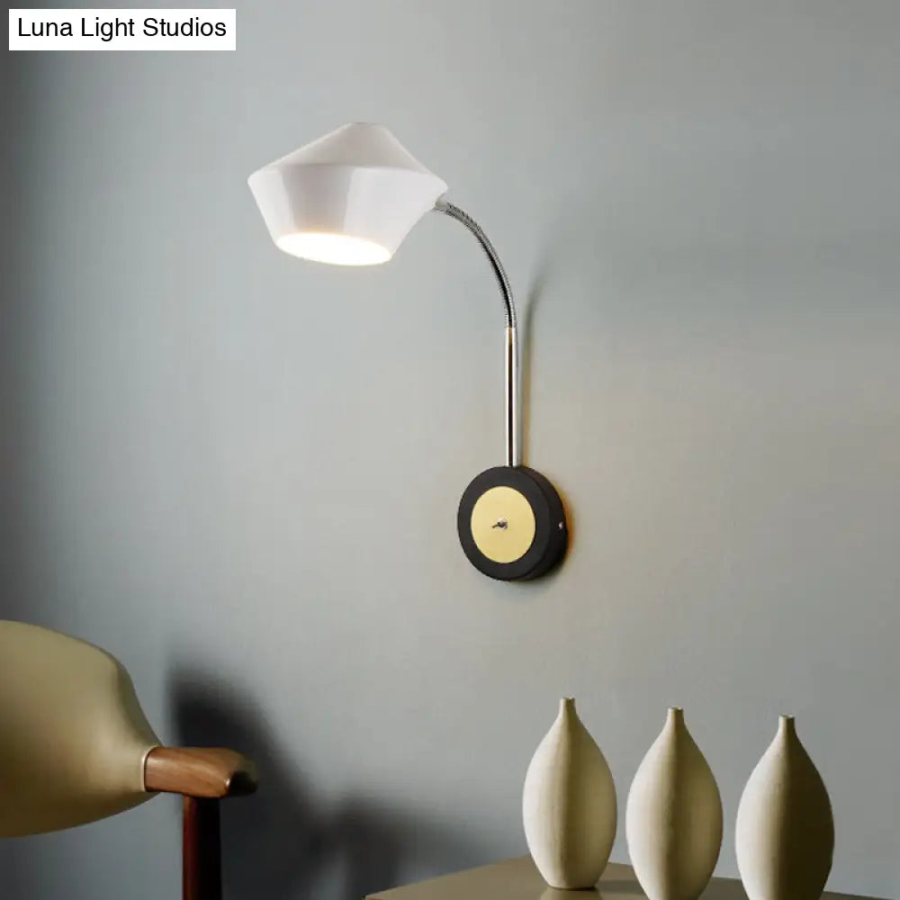 DecorBites™ DecorBites™ Contemporary Metal Urn Sconce Light - Wall Mounted 1 Bulb Lighting in Black & White