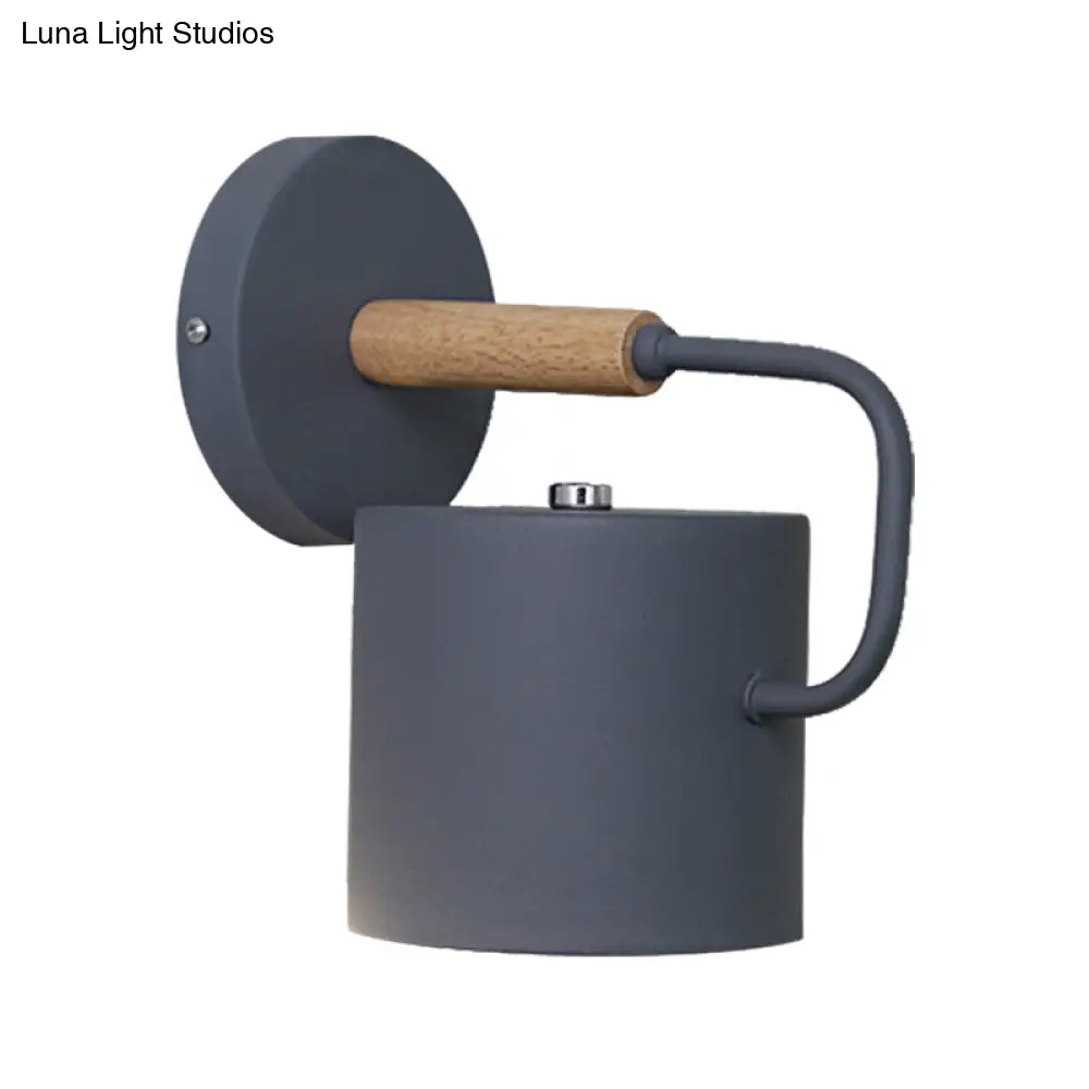 Aplique de pared contemporáneo DecorBites™ de metal - Cilíndrico de 12,7 cm de ancho - Gris/Blanco/Verde - Se monta sobre la mesa