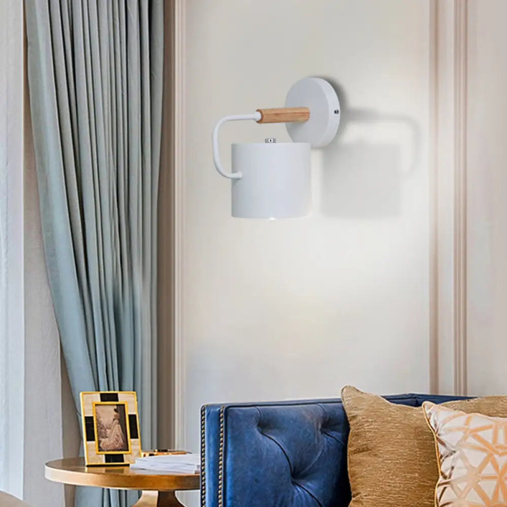 Aplique de pared contemporáneo DecorBites™ de metal - Cilíndrico de 12,7 cm de ancho - Gris/Blanco/Verde - Se monta sobre la mesa