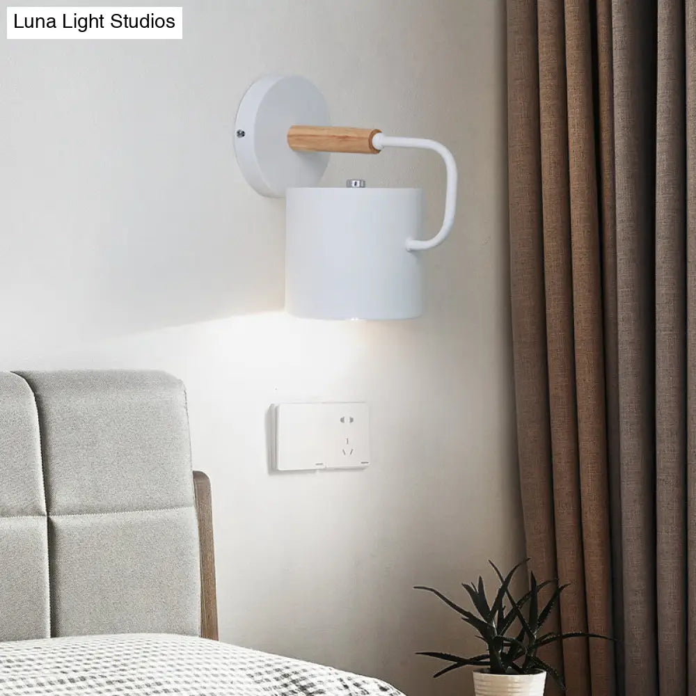 Aplique de pared contemporáneo DecorBites™ de metal - Cilíndrico de 12,7 cm de ancho - Gris/Blanco/Verde - Se monta sobre la mesa