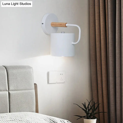 Aplique de pared contemporáneo DecorBites™ de metal - Cilíndrico de 12,7 cm de ancho - Gris/Blanco/Verde - Se monta sobre la mesa