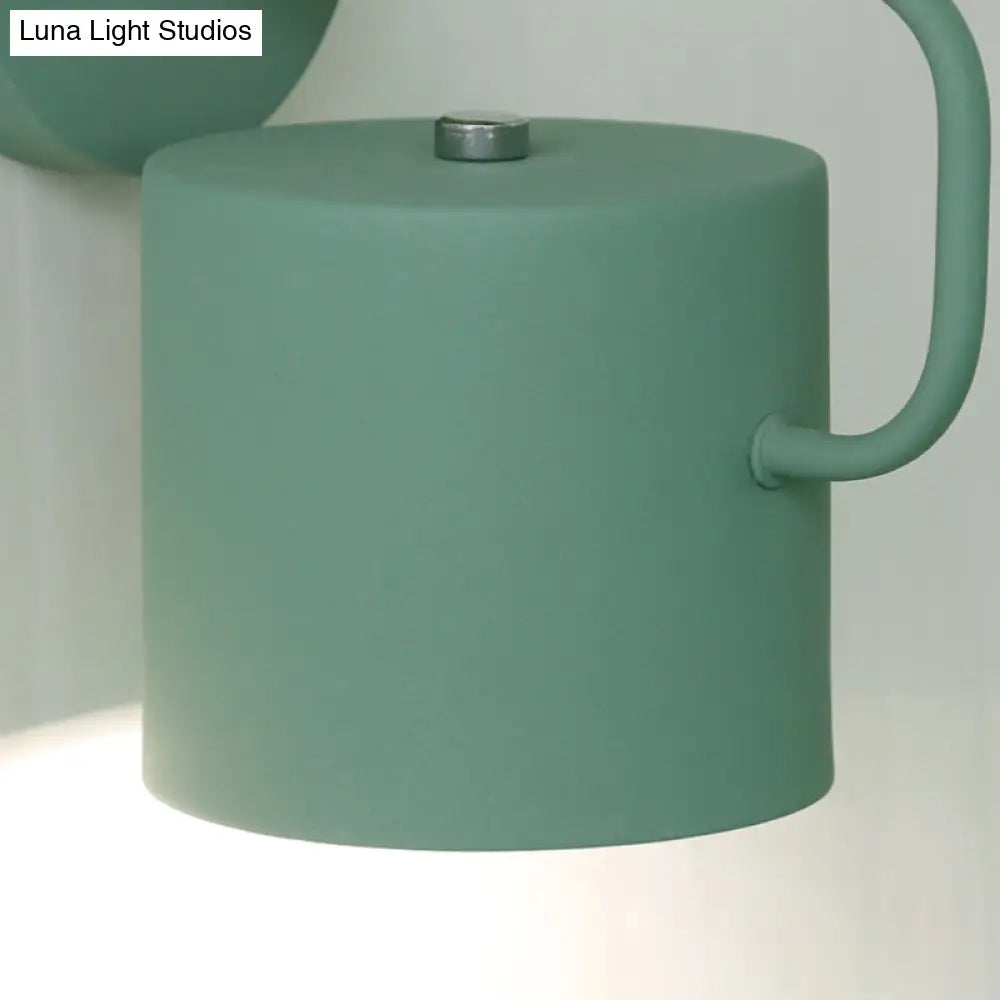 Aplique de pared contemporáneo DecorBites™ de metal - Cilíndrico de 12,7 cm de ancho - Gris/Blanco/Verde - Se monta sobre la mesa