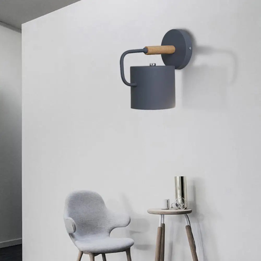 Aplique de pared contemporáneo DecorBites™ de metal - Cilíndrico de 12,7 cm de ancho - Gris/Blanco/Verde - Se monta sobre la mesa