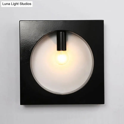 Aplique de pared contemporáneo DecorBites™ de metal con pantalla cuadrada/redondeada - Iluminación de baño de 1 luz en blanco y negro