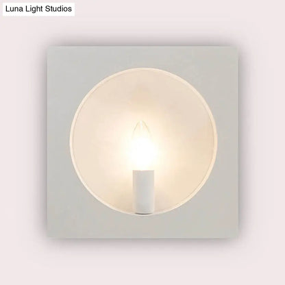 Aplique de pared contemporáneo DecorBites™ de metal con pantalla cuadrada/redondeada - Iluminación de baño de 1 luz en blanco y negro