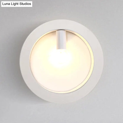 Aplique de pared contemporáneo DecorBites™ de metal con pantalla cuadrada/redondeada - Iluminación de baño de 1 luz en blanco y negro