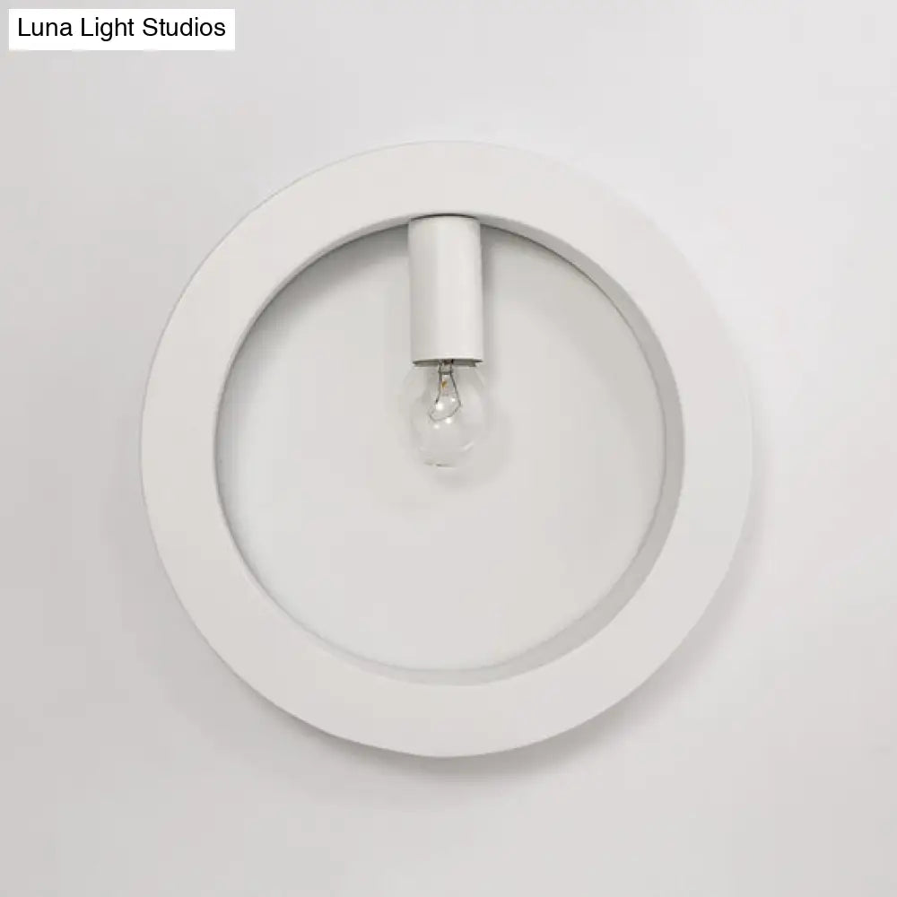 Aplique de pared contemporáneo DecorBites™ de metal con pantalla cuadrada/redondeada - Iluminación de baño de 1 luz en blanco y negro