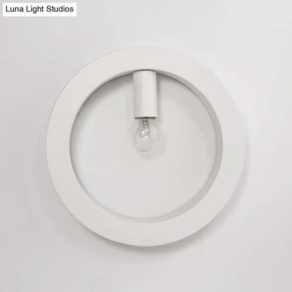 Aplique de pared contemporáneo DecorBites™ de metal con pantalla cuadrada/redondeada - Iluminación de baño de 1 luz en blanco y negro