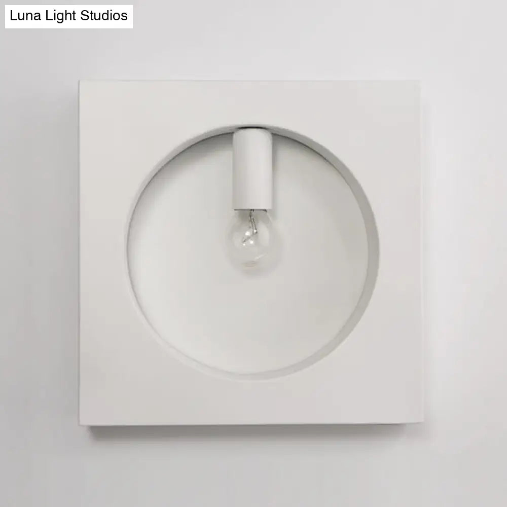 Aplique de pared contemporáneo DecorBites™ de metal con pantalla cuadrada/redondeada - Iluminación de baño de 1 luz en blanco y negro