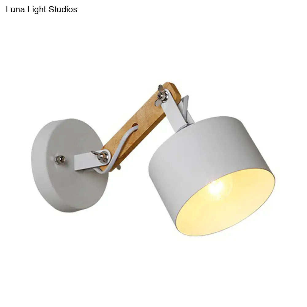 مصباح حائط معدني معاصر مع أسطوانة دوارة: وحدة إضاءة داخلية بمصباح واحد، أبيض