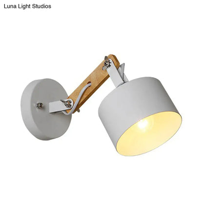 مصباح حائط معدني معاصر مع أسطوانة دوارة: وحدة إضاءة داخلية بمصباح واحد، أبيض