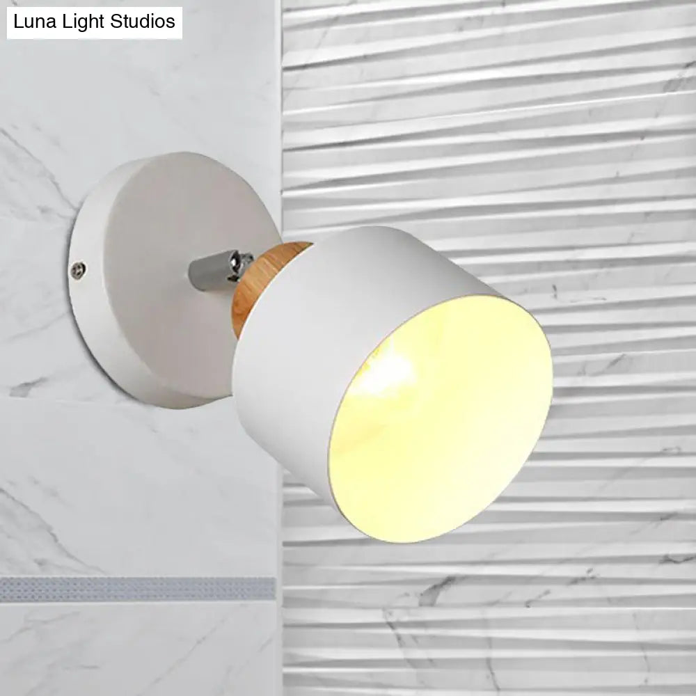 مصباح حائط معدني معاصر مع أسطوانة دوارة: وحدة إضاءة داخلية بمصباح واحد، أبيض