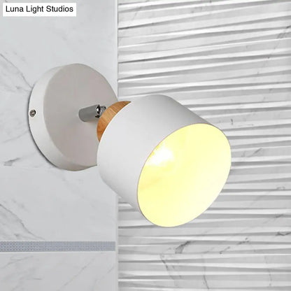 مصباح حائط معدني معاصر مع أسطوانة دوارة: وحدة إضاءة داخلية بمصباح واحد، أبيض