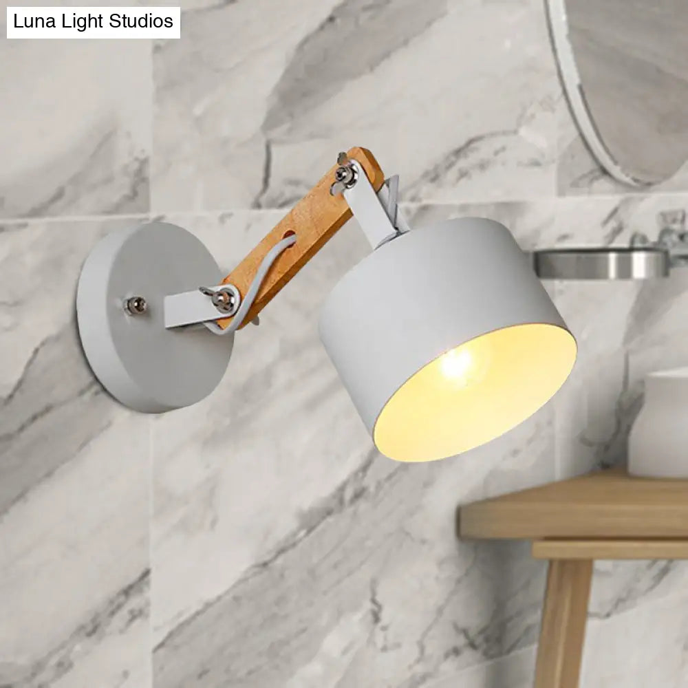 مصباح حائط معدني معاصر مع أسطوانة دوارة: وحدة إضاءة داخلية بمصباح واحد، أبيض