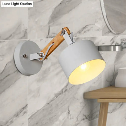 مصباح حائط معدني معاصر مع أسطوانة دوارة: وحدة إضاءة داخلية بمصباح واحد، أبيض