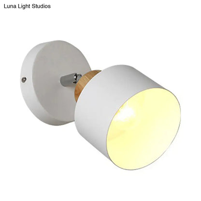 مصباح حائط معدني معاصر مع أسطوانة دوارة: وحدة إضاءة داخلية بمصباح واحد، أبيض