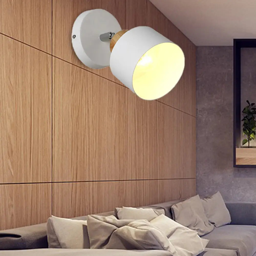 مصباح حائط معدني معاصر مع أسطوانة دوارة: وحدة إضاءة داخلية بمصباح واحد، أبيض