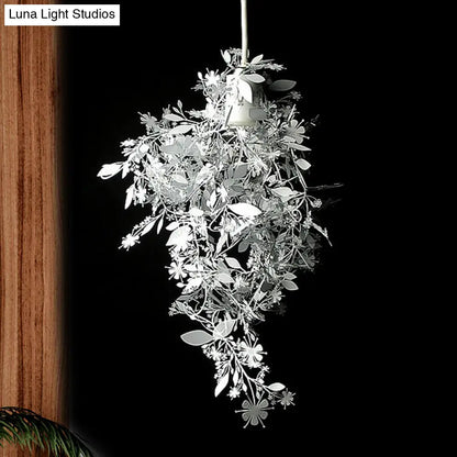 Contemporary Metallic Chrome Garland Pendant Light - 1-Light Ceiling Suspension Lamp