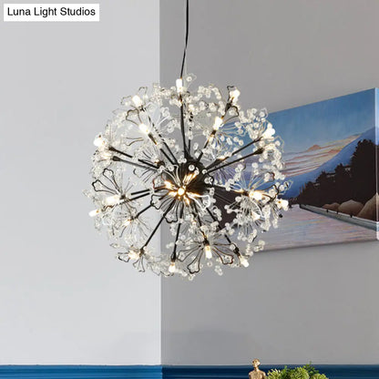 Lámpara colgante de araña contemporánea con forma de diente de león metálico - Lámpara de techo de latón (24 luces)