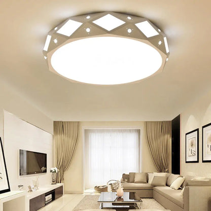 DecorBites™ DecorBites™ Contemporary Metallic Drum Flush Ceiling Light Fixture - LED White/Warm Light