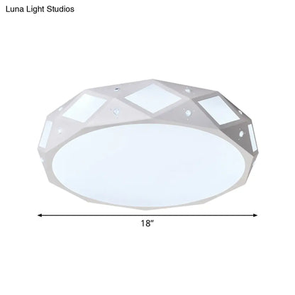 DecorBites™ DecorBites™ Contemporary Metallic Drum Flush Ceiling Light Fixture - LED White/Warm Light