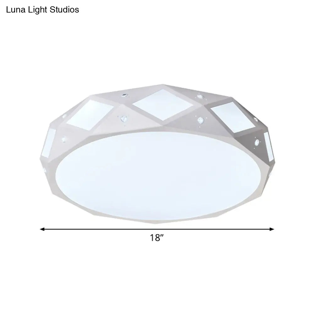 DecorBites™ DecorBites™ Contemporary Metallic Drum Flush Ceiling Light Fixture - LED White/Warm Light