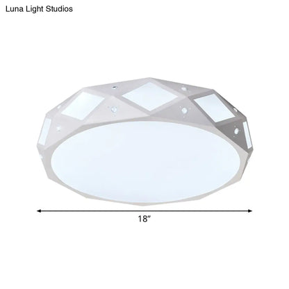 DecorBites™ DecorBites™ Contemporary Metallic Drum Flush Ceiling Light Fixture - LED White/Warm Light