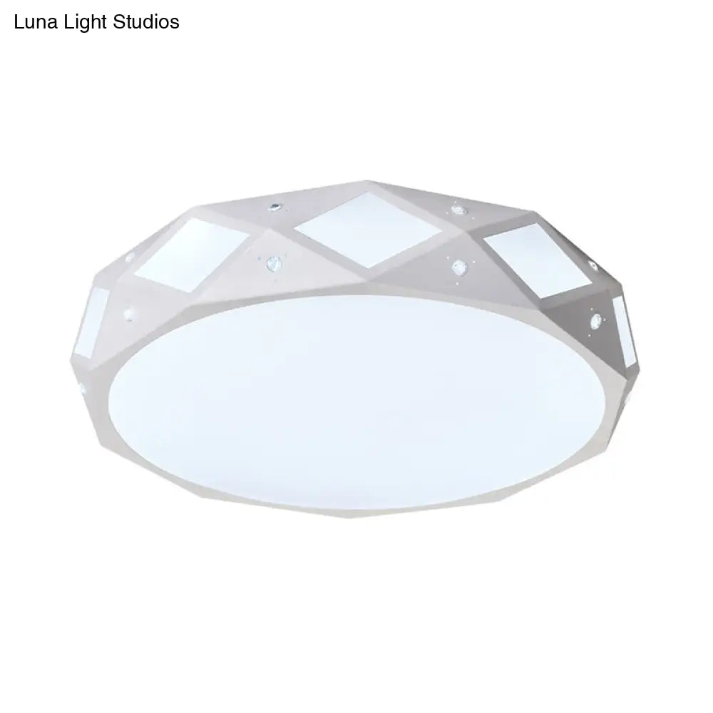 DecorBites™ DecorBites™ Contemporary Metallic Drum Flush Ceiling Light Fixture - LED White/Warm Light