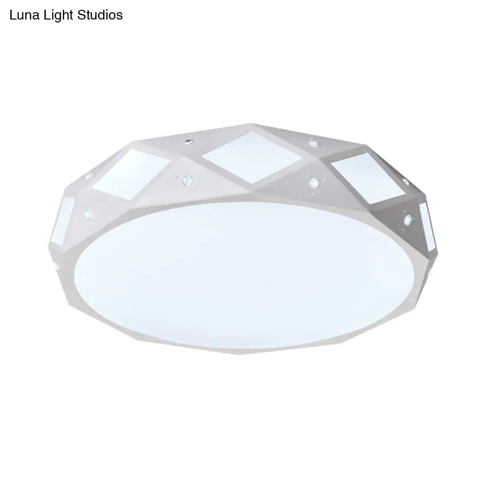DecorBites™ DecorBites™ Contemporary Metallic Drum Flush Ceiling Light Fixture - LED White/Warm Light