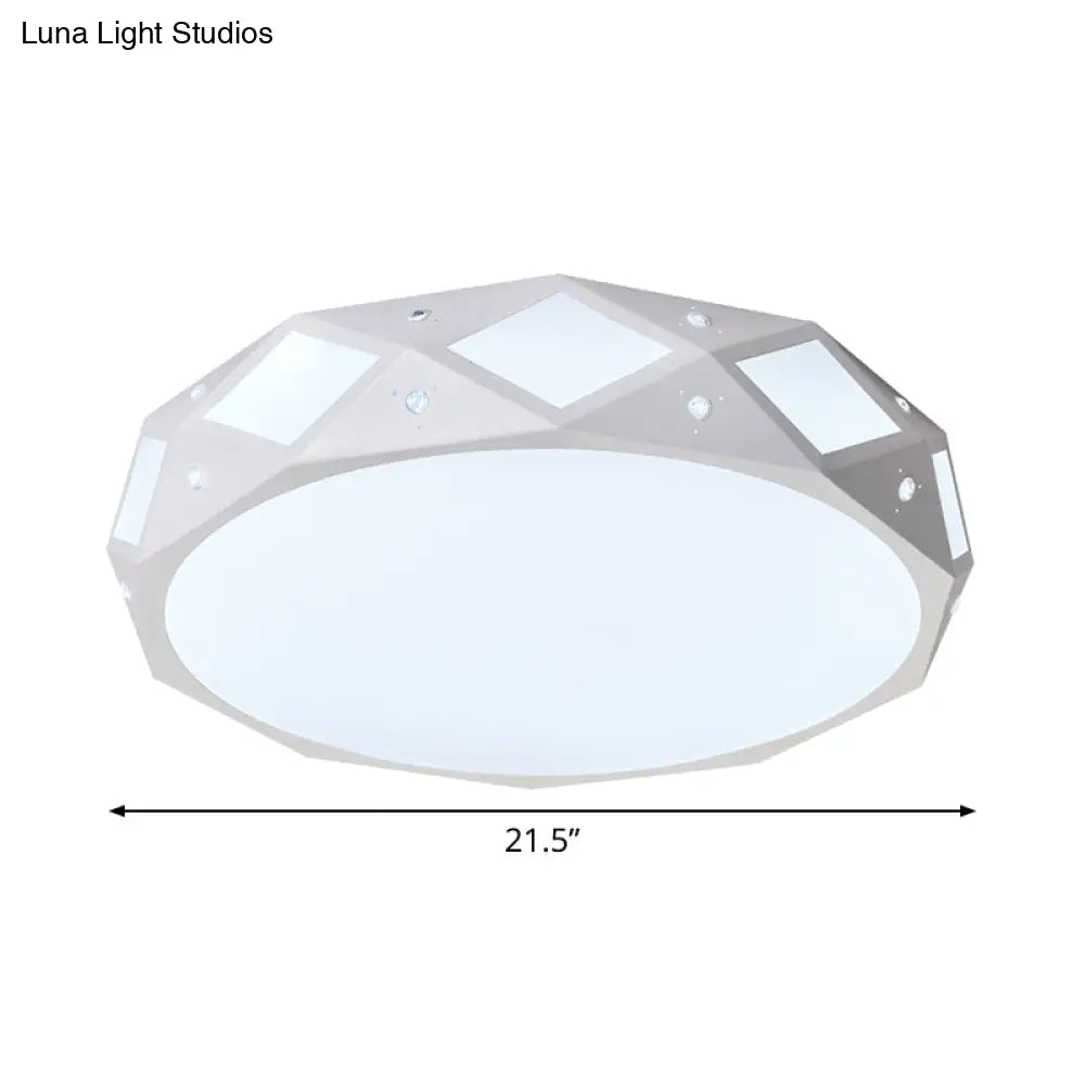 DecorBites™ DecorBites™ Contemporary Metallic Drum Flush Ceiling Light Fixture - LED White/Warm Light