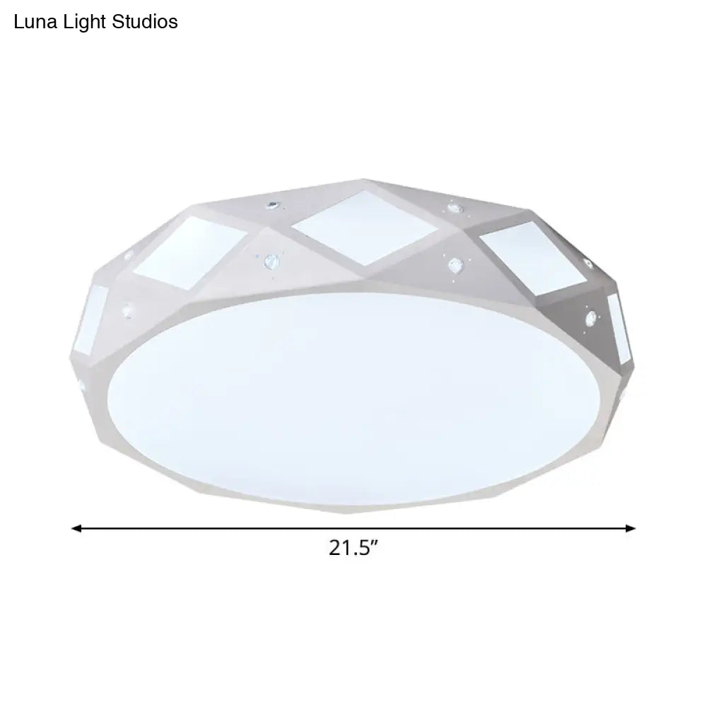 DecorBites™ DecorBites™ Contemporary Metallic Drum Flush Ceiling Light Fixture - LED White/Warm Light