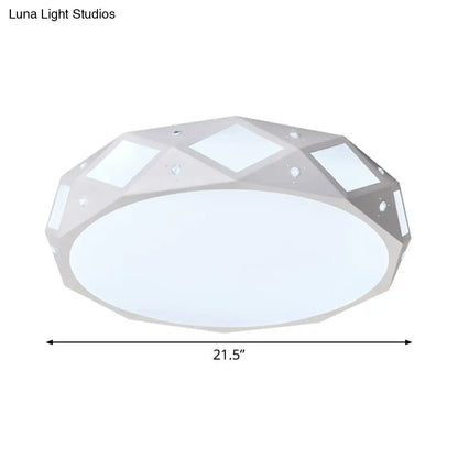 DecorBites™ DecorBites™ Contemporary Metallic Drum Flush Ceiling Light Fixture - LED White/Warm Light
