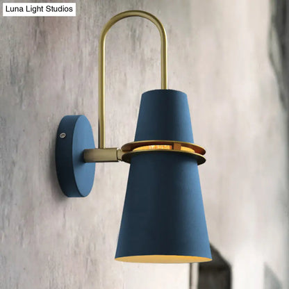 DecorBites™ Contemporary Metallic Flared Wall Sconce Light with Curved Arm - Blue/Black 1 Head Wall Mount Lamp Fixture