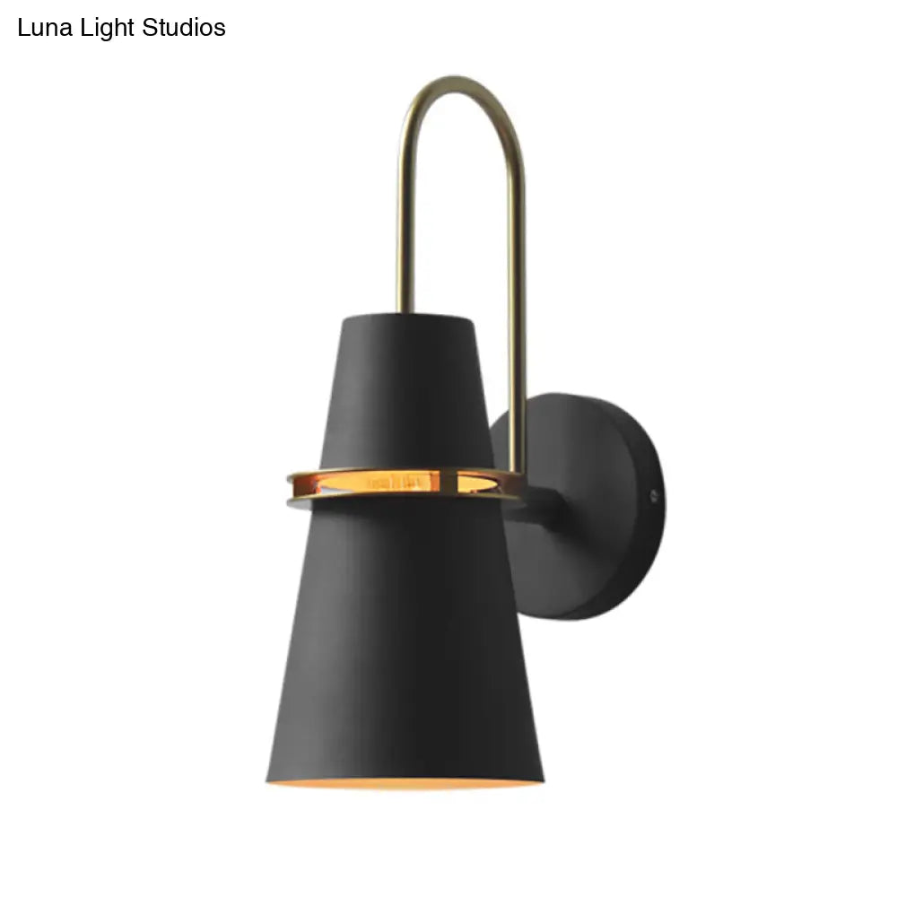 DecorBites™ Contemporary Metallic Flared Wall Sconce Light with Curved Arm - Blue/Black 1 Head Wall Mount Lamp Fixture