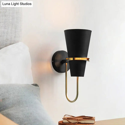 DecorBites™ Contemporary Metallic Flared Wall Sconce Light with Curved Arm - Blue/Black 1 Head Wall Mount Lamp Fixture