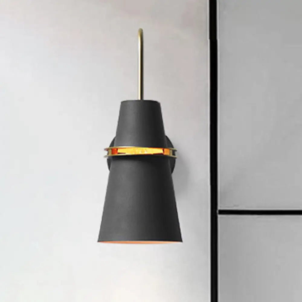 DecorBites™ Contemporary Metallic Flared Wall Sconce Light with Curved Arm - Blue/Black 1 Head Wall Mount Lamp Fixture