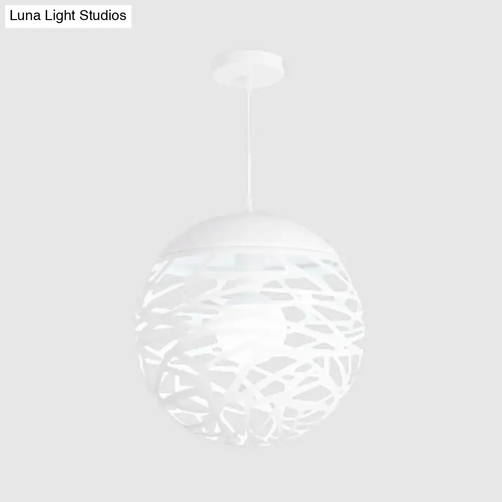 Contemporary Metallic Hollow Globe Pendant Light for Dining Table - 1 Globe Hanging Light