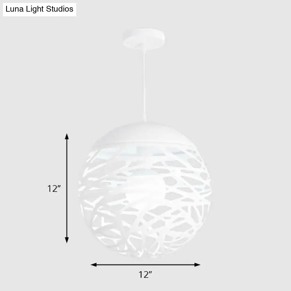 Contemporary Metallic Hollow Globe Pendant Light for Dining Table - 1 Globe Hanging Light