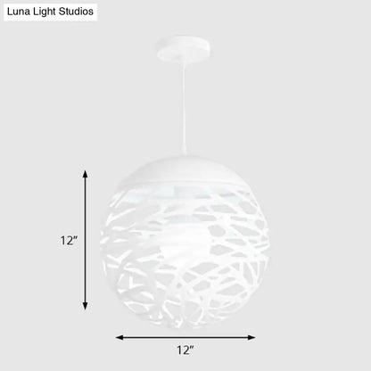 Contemporary Metallic Hollow Globe Pendant Light for Dining Table - 1 Globe Hanging Light