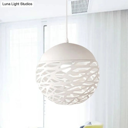 Contemporary Metallic Hollow Globe Pendant Light for Dining Table - 1 Globe Hanging Light