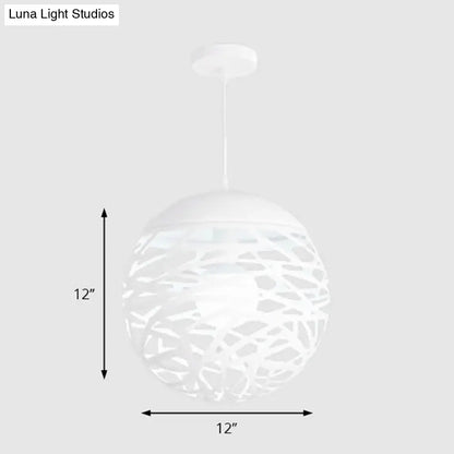 Contemporary Metallic Hollow Globe Pendant Light for Dining Table - 1 Globe Hanging Light