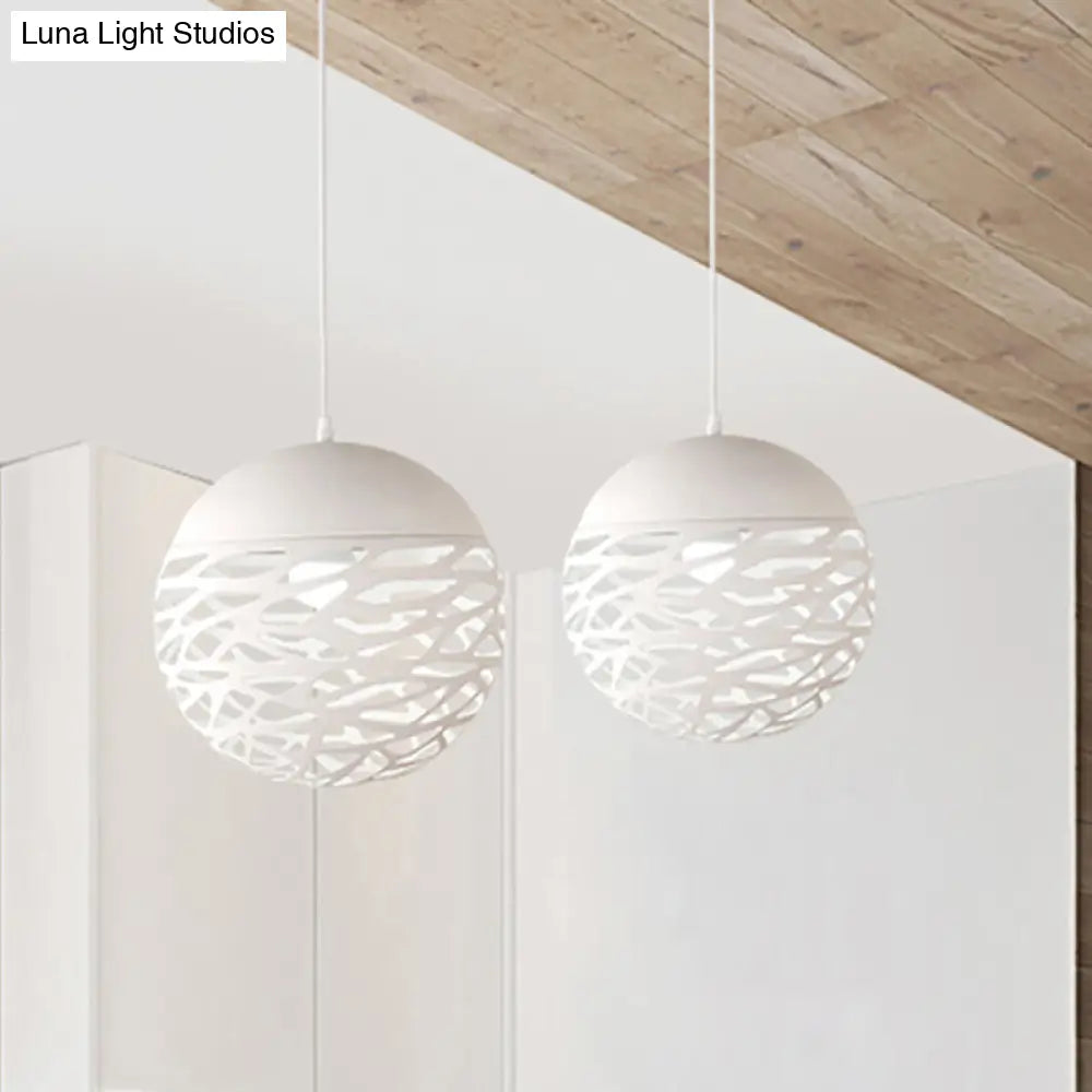 Contemporary Metallic Hollow Globe Pendant Light for Dining Table - 1 Globe Hanging Light