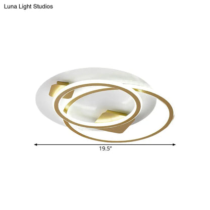 DecorBites™ DecorBites™ Contemporary Metallic LED Flush Light Ceiling Fixture in Gold, Dual Ring Design