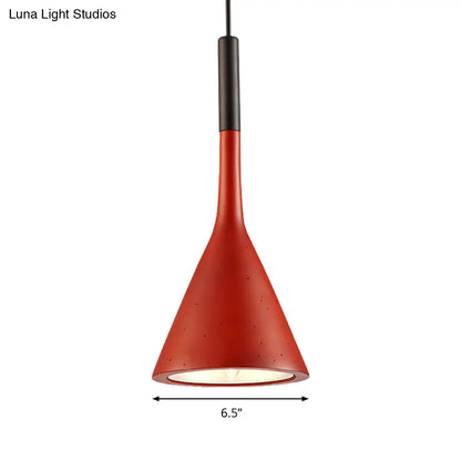 Contemporary Metallic Pendant Lamp for Adult Bedroom with Funnel Shade and 1 Bulb