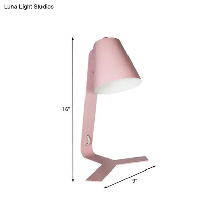 Contemporary Metallic Pink Bell Reading Light - LED Night Table Lamp with Plug-In Cord