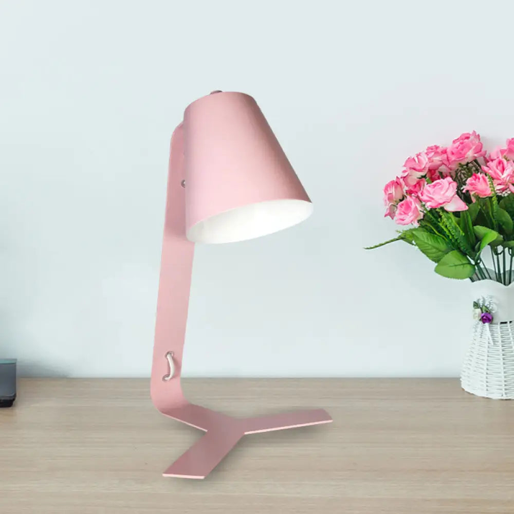 Contemporary Metallic Pink Bell Reading Light - LED Night Table Lamp with Plug-In Cord