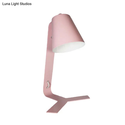Contemporary Metallic Pink Bell Reading Light - LED Night Table Lamp with Plug-In Cord