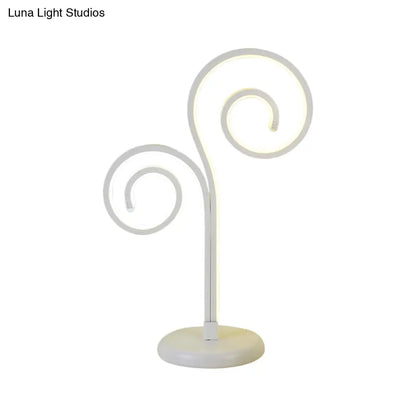 Contemporary Metallic Swirling Nightstand Lamp - Black/White/Gold LED Desk Light