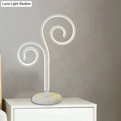Contemporary Metallic Swirling Nightstand Lamp - Black/White/Gold LED Desk Light