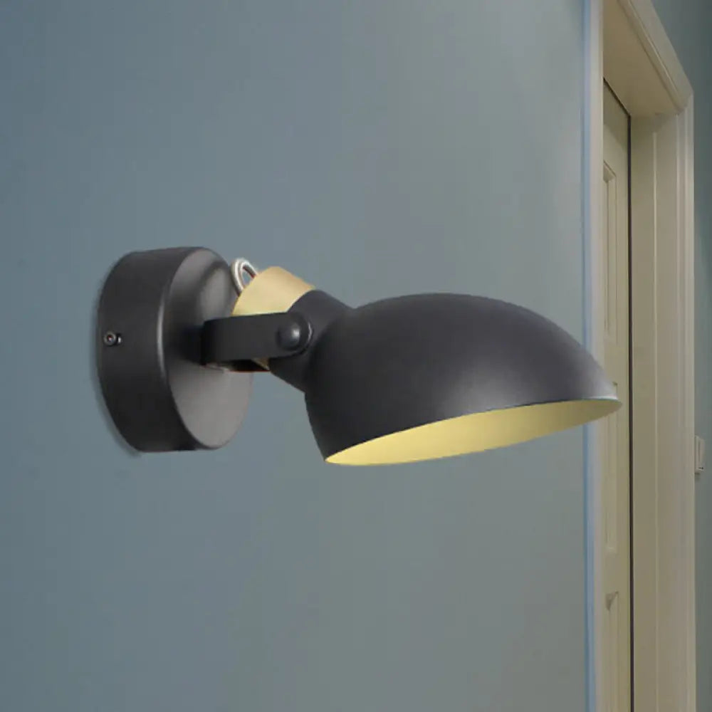 Aplique de pared metálico contemporáneo DecorBites™ - Pantalla de 1 luz tipo bol, acabado blanco y negro, ideal para dormitorio